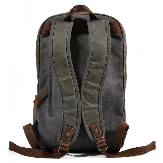 Retro Canvas Bookbag with Vintage Design and Adjustable Straps - Leather Purse Backpack