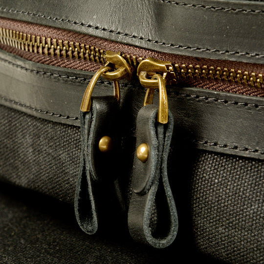 Vintage Canvas Rucksack Backpack with Adjustable Straps & Pockets - Leather Purse Backpack