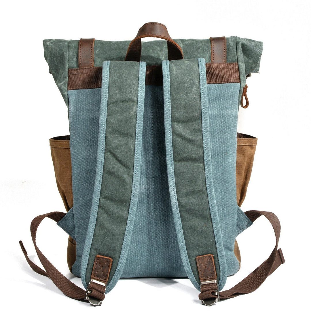 Functional Waxed Canvas Roll Top Backpack for All Occasions - Leather Purse Backpack