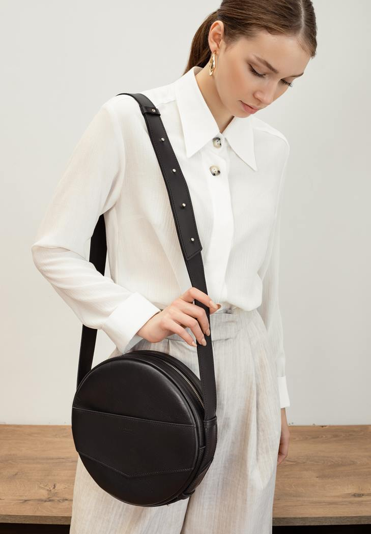 Elegant Bag for Lady Leather Crossbody Bag Round Bag - Leather Purse Backpack