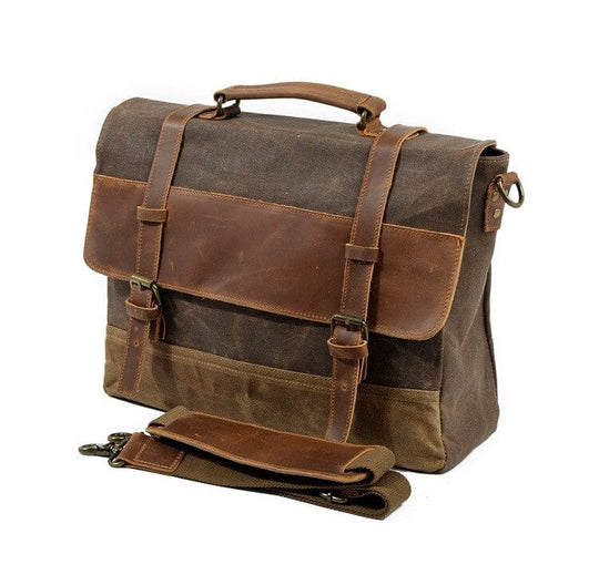 Stylish waxed canvas vintage messenger bag
