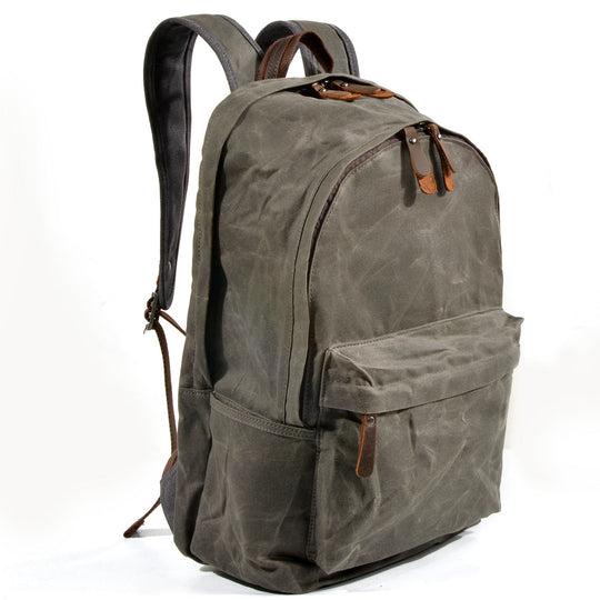 Retro Canvas Bookbag with Vintage Design and Adjustable Straps - Leather Purse Backpack