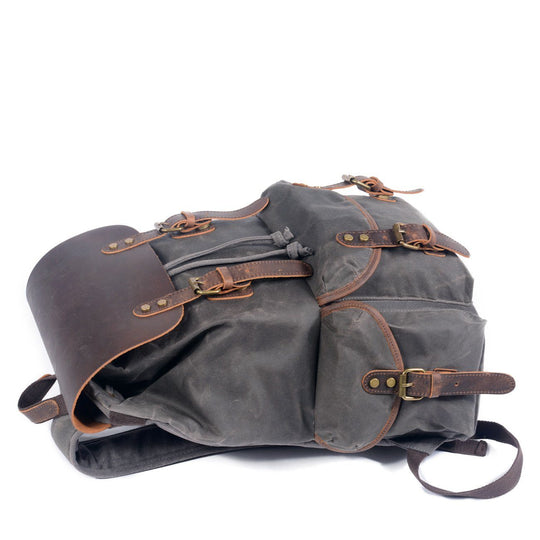 Elegant Canvas Leather Backpack – Durable, Stylish Bag for Everyday Use - Leather Purse Backpack