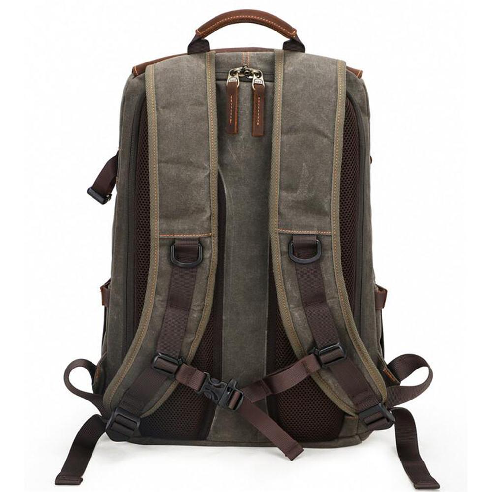 Compact Camera Backpack for Travel with Multiple Compartments - Leather Purse Backpack