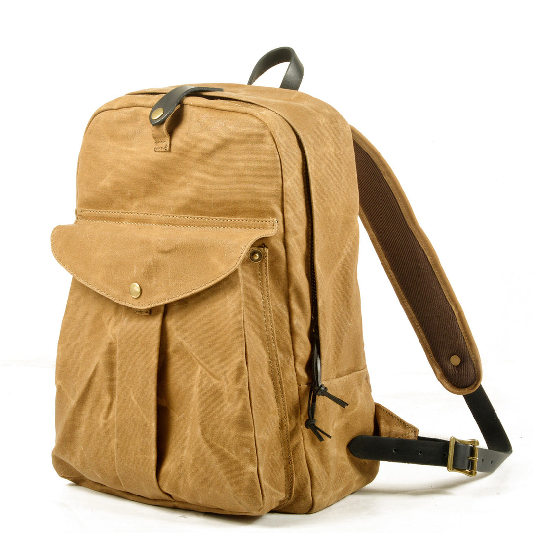 Classic Canvas Backpack with Adjustable Straps and Front Pocket - Leather Purse Backpack