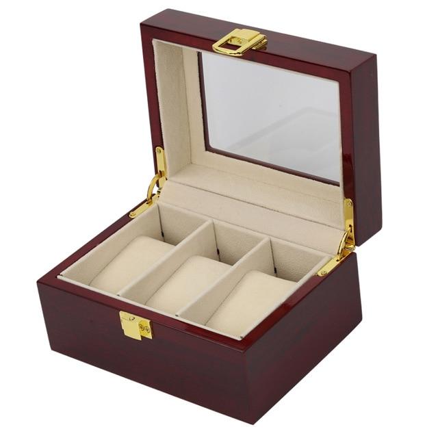 Brown Multi-Grid Luxury Wooden Watch Box Organizer - Leather Purse Backpack
