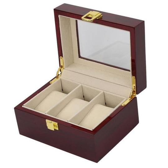 Brown Multi-Grid Luxury Wooden Watch Box Organizer - Leather Purse Backpack