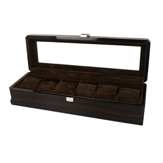 Dark Brown Handmade Wood Watch and Jewelry Storage Box - Leather Purse Backpack