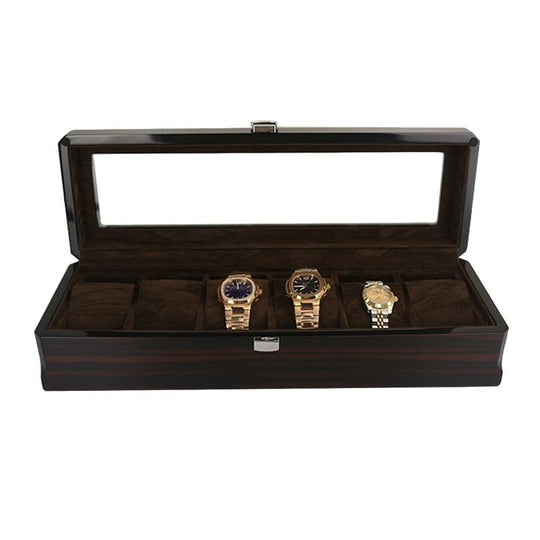 Dark Brown Handmade Wood Watch and Jewelry Storage Box - Leather Purse Backpack