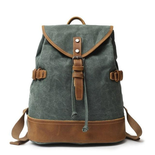 Vintage style waterproof canvas leather daypack 20 liters