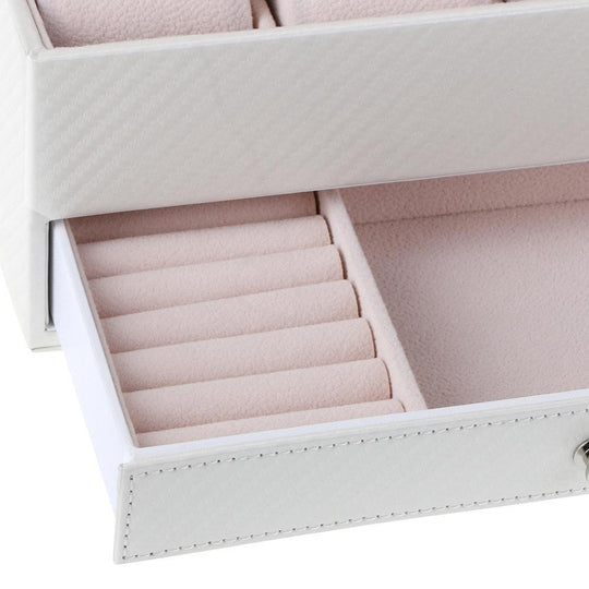 White Leather Watch and Jewelry Storage Box - Leather Purse Backpack