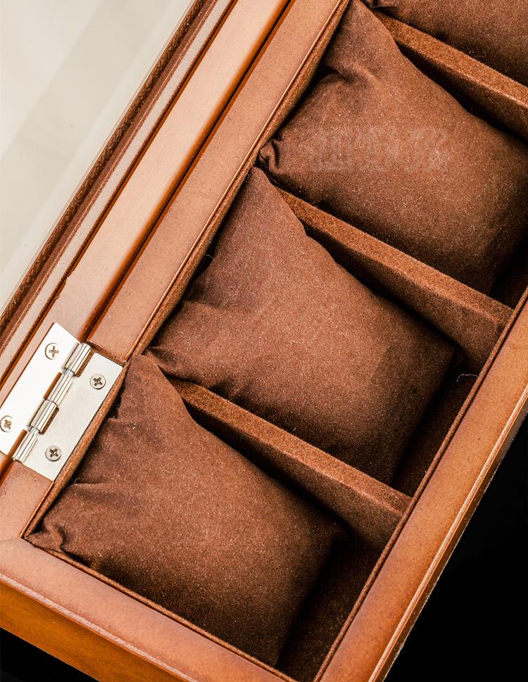 Brown Beech Wood Watch Display Box Organizer with 5, 8, 10 and 12 Slots - Leather Purse Backpack