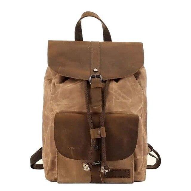 20-35L waterproof multifunctional canvas leather daypack