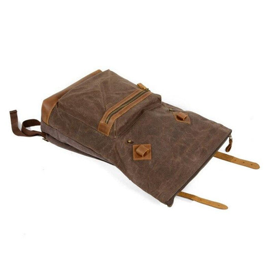 Luxury canvas leather waterproof school backpack 20 liters for students