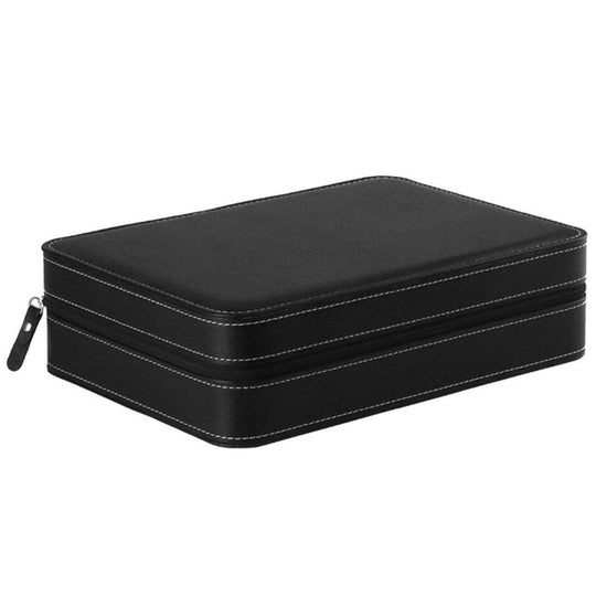 10 Slots Black Portable Travel Watch and Jewelry Storage Box - Leather Purse Backpack