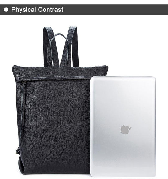 Vintage genuine leather backpack with a simple design in black, apricot, and brown