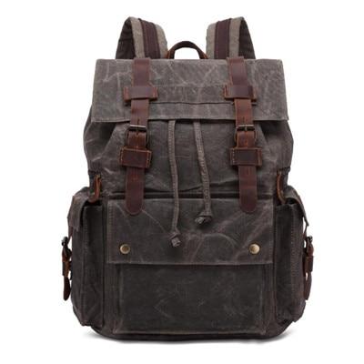 Retro canvas leather waterproof daypack 20 liters