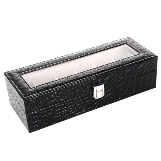 Black Leather Watch and Jewelry Storage Box - Leather Purse Backpack
