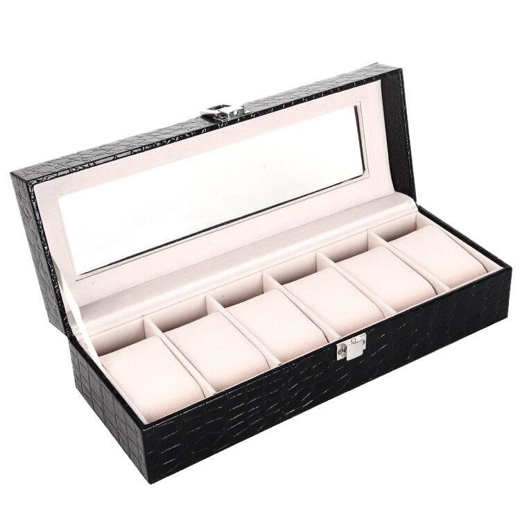 Black Leather Watch and Jewelry Storage Box - Leather Purse Backpack