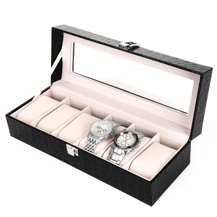 Black Leather Watch and Jewelry Storage Box - Leather Purse Backpack