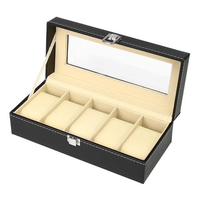 Black Leather Watch and Jewelry Storage Storage Box - Leather Purse Backpack