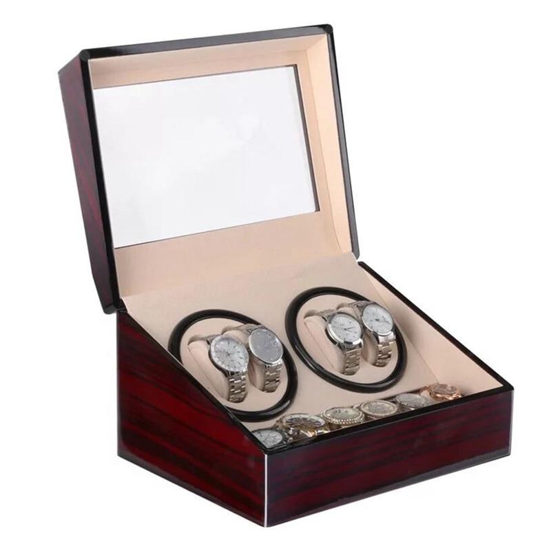 Dark Brown Automatic Mechanical Watch Winders Storage Box - Leather Purse Backpack