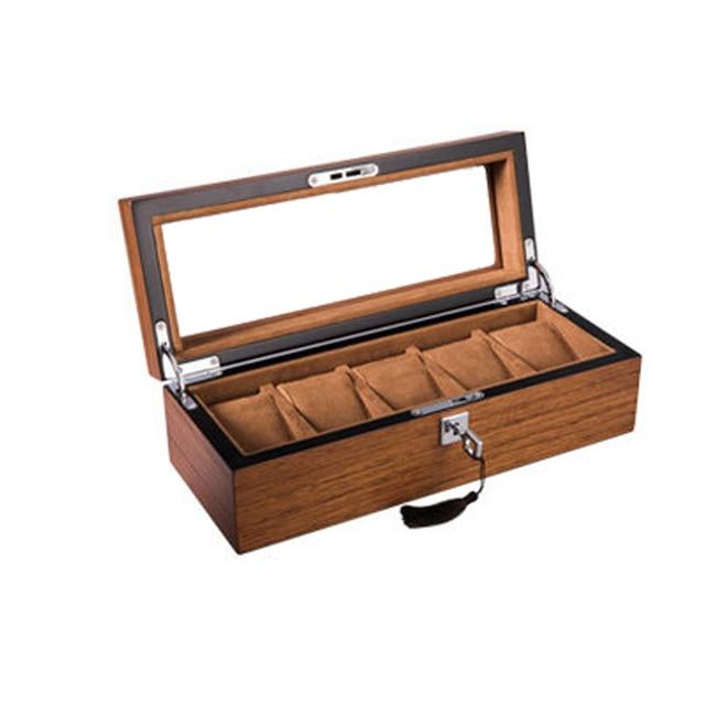 Brown and Black Handmade Wood Watch Storage Box with Key Locker - Leather Purse Backpack