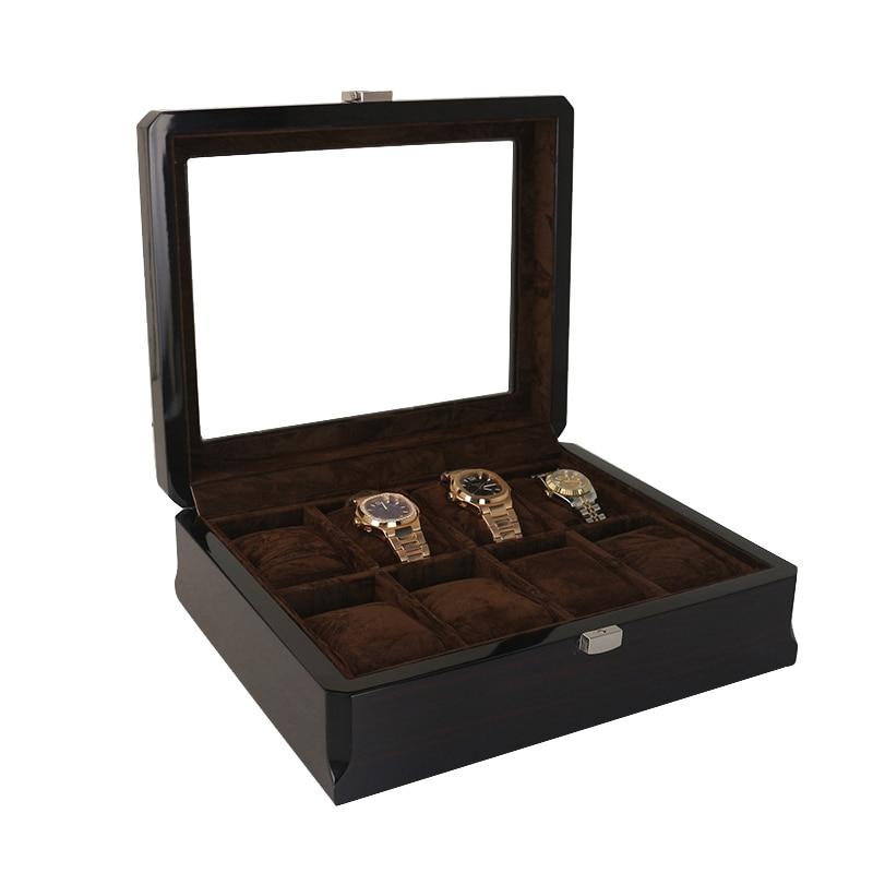 Black Handmade Wood Watch and Jewelry Storage Box - Leather Purse Backpack