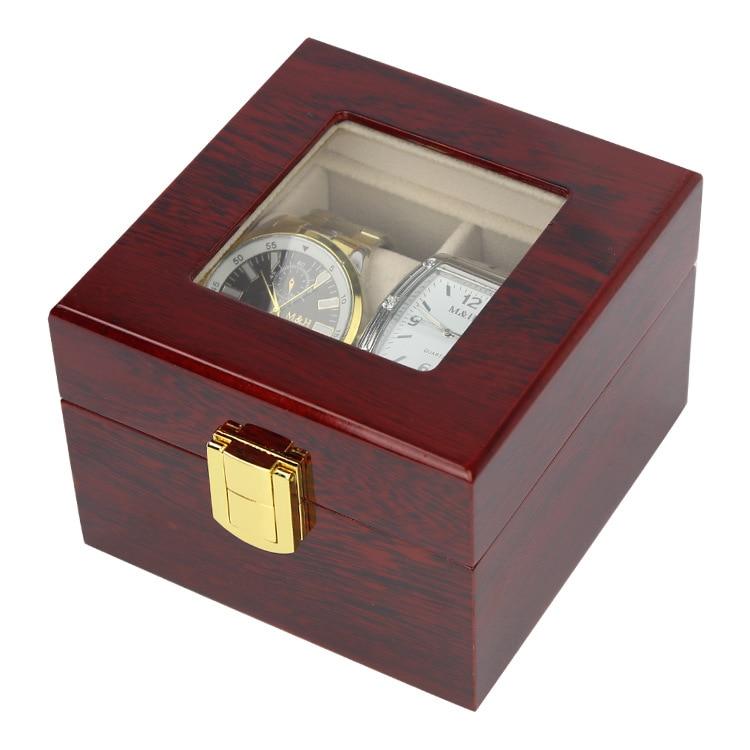 Burgundy Wood Watch and Jewelry Box with 2 Compartments - Leather Purse Backpack