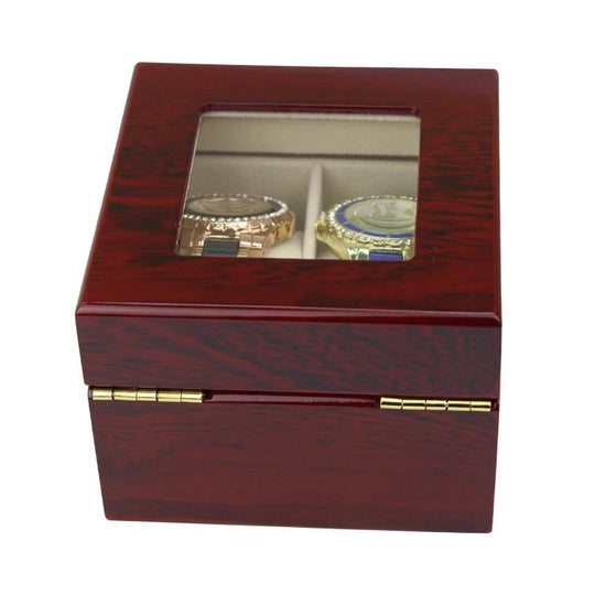 Burgundy Wood Watch and Jewelry Box with 2 Compartments - Leather Purse Backpack