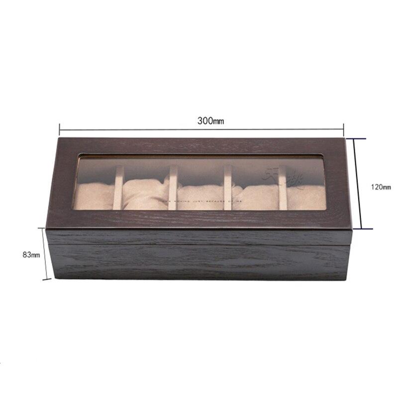 5 Slot Antique Brown Wood Watch and Jewelry Storage Box with Window - Leather Purse Backpack