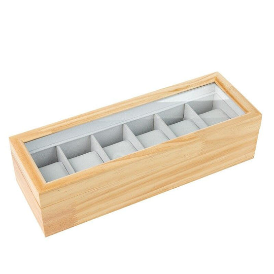 Light Brown Luxury Solid Wood Watch and Jewelry Box - Leather Purse Backpack