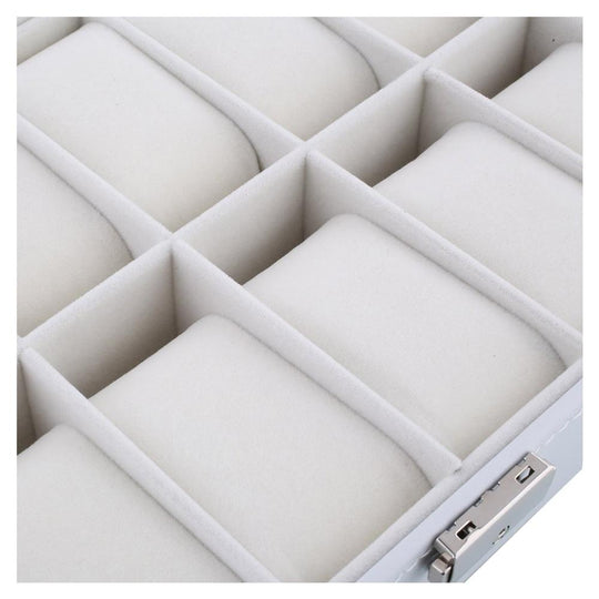 White Wood and Leather Watch Jewelry Storage Box - Leather Purse Backpack