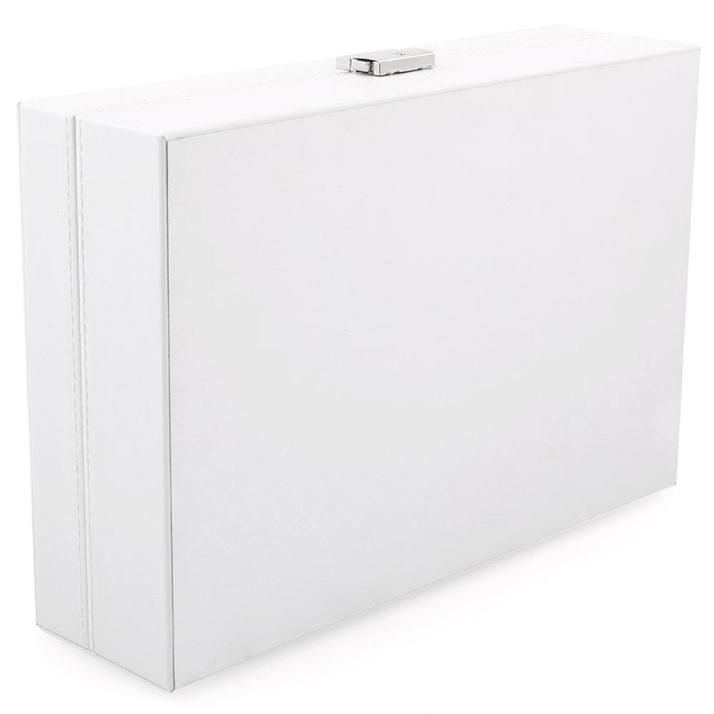 White Wood and Leather Watch Jewelry Storage Box - Leather Purse Backpack