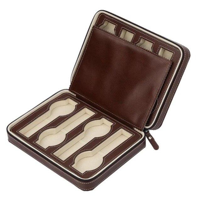 Brown Leather Watch Zippered Box Storage - Leather Purse Backpack