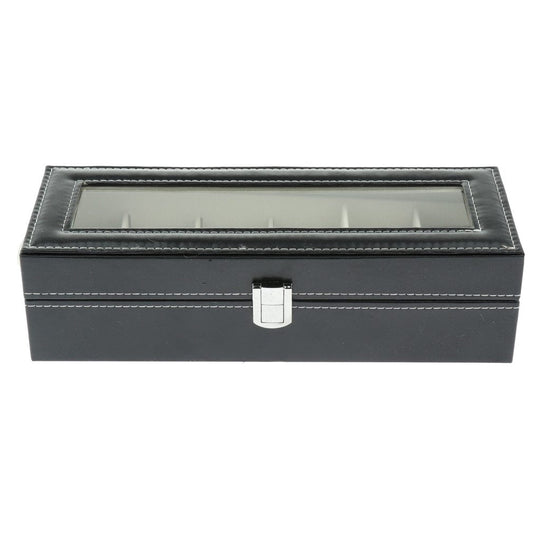 Gray Leather Watch and Jewelry Display Storage Box - Leather Purse Backpack