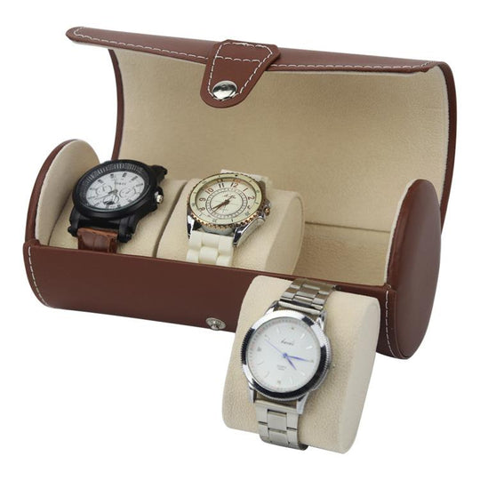 Brown Leather Watch and Jewelry Travel Case - Leather Purse Backpack