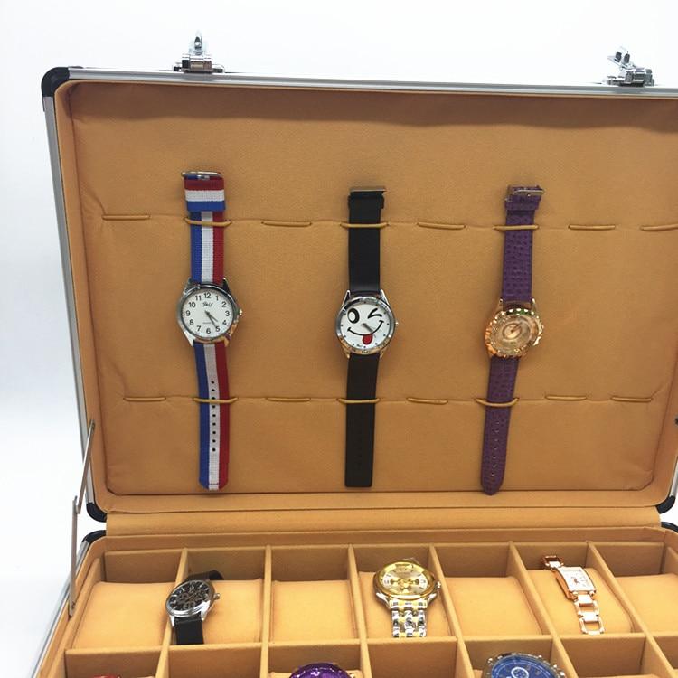 Black and Silver Wristwatches Metal Suitcase Storage Box - Leather Purse Backpack