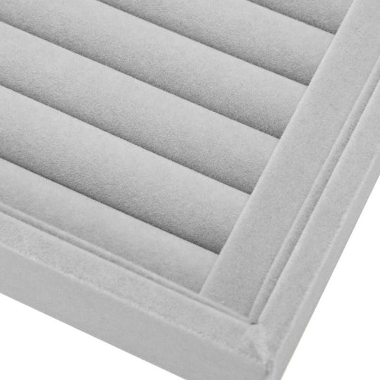 Gray Velvet Jewelry Storage Box with Glass Display - Leather Purse Backpack