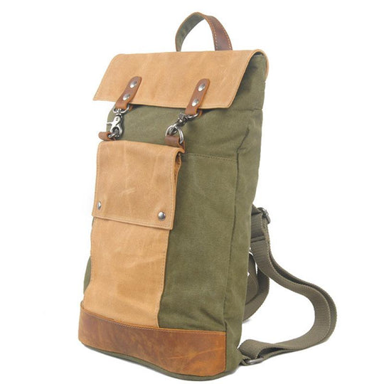 Canvas leather travel backpack for men 20-35 liters