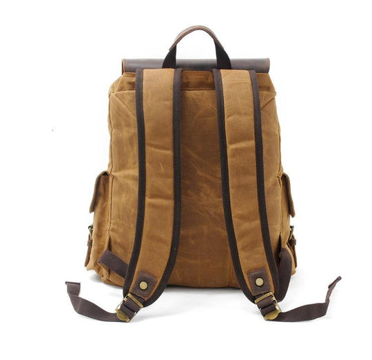 76-liter large capacity waxed canvas leather hiking daypack