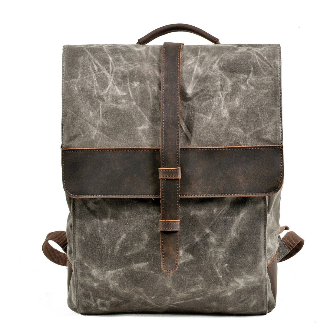 76-liter vintage style waxed canvas leather school backpack