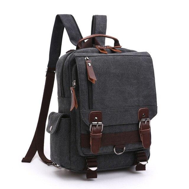 Vintage canvas leather hiking travel backpack 20 liters waterproof