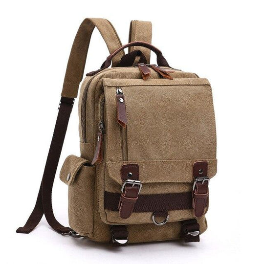 Waterproof vintage canvas leather trekking travel backpack 20L