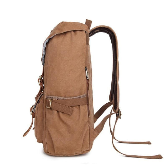 Vintage canvas leather travel backpack with multi-functional features 20-35 liters