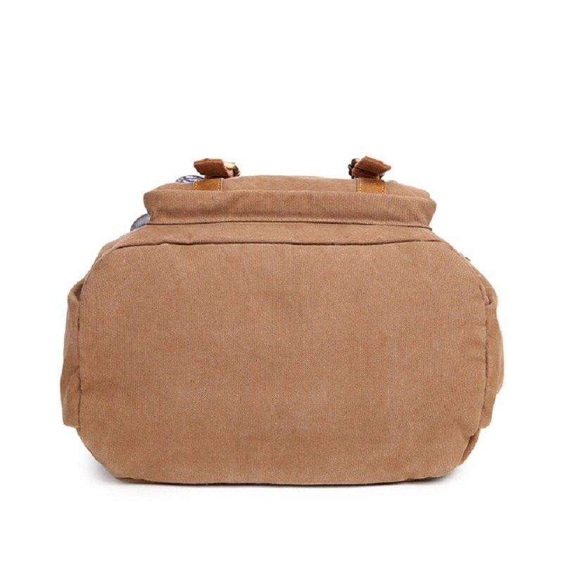 Multi-functional canvas leather school backpack 20-35L for travel