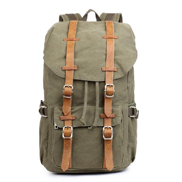 Retro style canvas leather multi-functional travel backpack 20-35 liters
