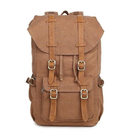 Multi-functional canvas leather hiking backpack for travel 20-35L