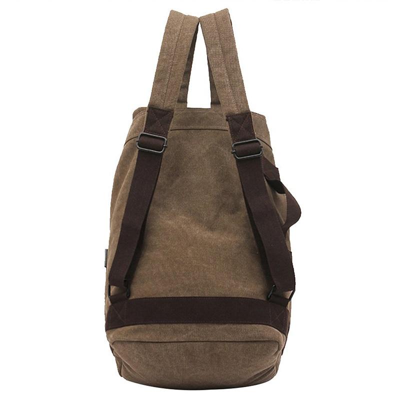 Men's and women's brown canvas leather backpack 20 liters