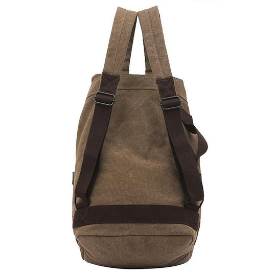 Men's and women's brown canvas leather backpack 20 liters